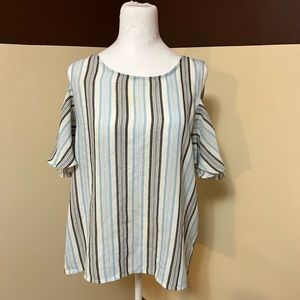 Lucky Brand striped cold shoulder blouse